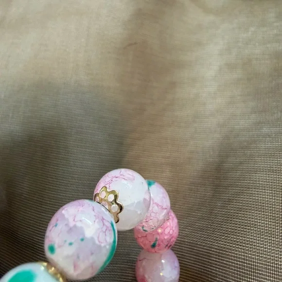 Pink and Teal Beaded Bracelet - Picture 3 of 3